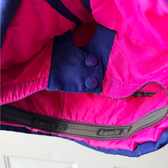 Kamik Girls Snow Coat Size 5 Insulated Hooded Ski Jacket - navy & pink - Picture 15 of 16